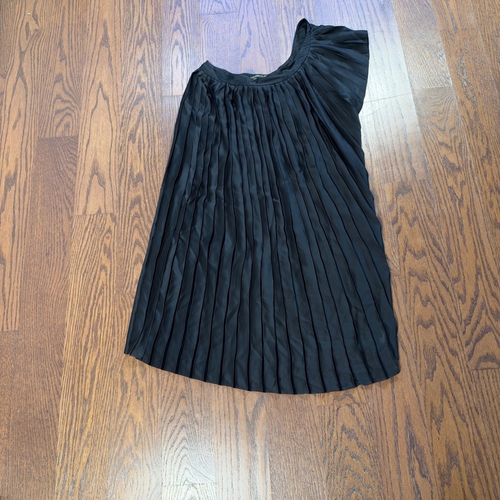 AllSaints Spitalfields Maia One Shoulder Pleated Dress Black US 2 UK 6 EU 34
